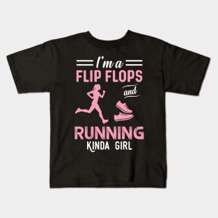 I'm A Flip Flops And Running Kinda Girl Kids T-Shirt